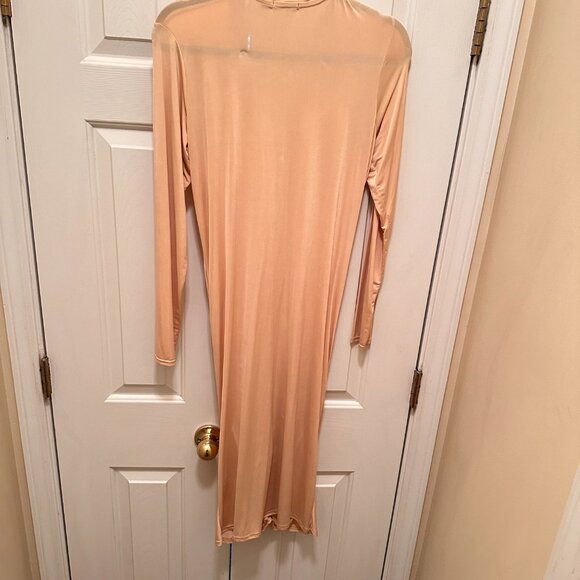 Boohoo Beige Ruched Dress & Cardigan Set – Size US 12 - Picture 6 of 10